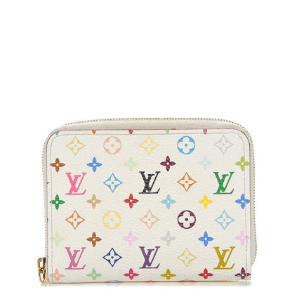 Louis Vuitton Monogram Multicolor Zippy Coin Purse Wallet White Litchi 1 of 7