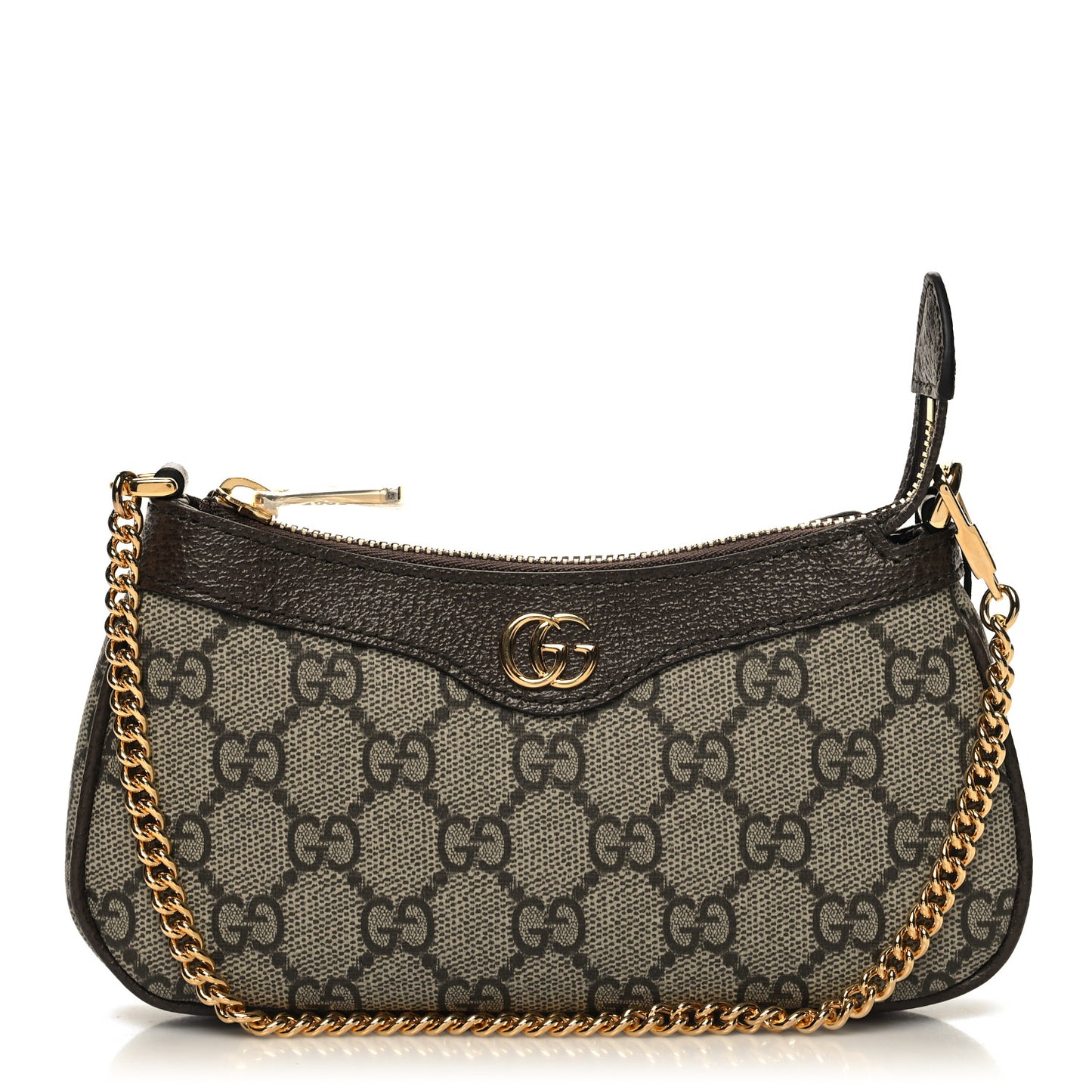 GG Supreme Monogram Textured Dollar Calfskin Mini Ophidia Chain Bag Beige Ebony