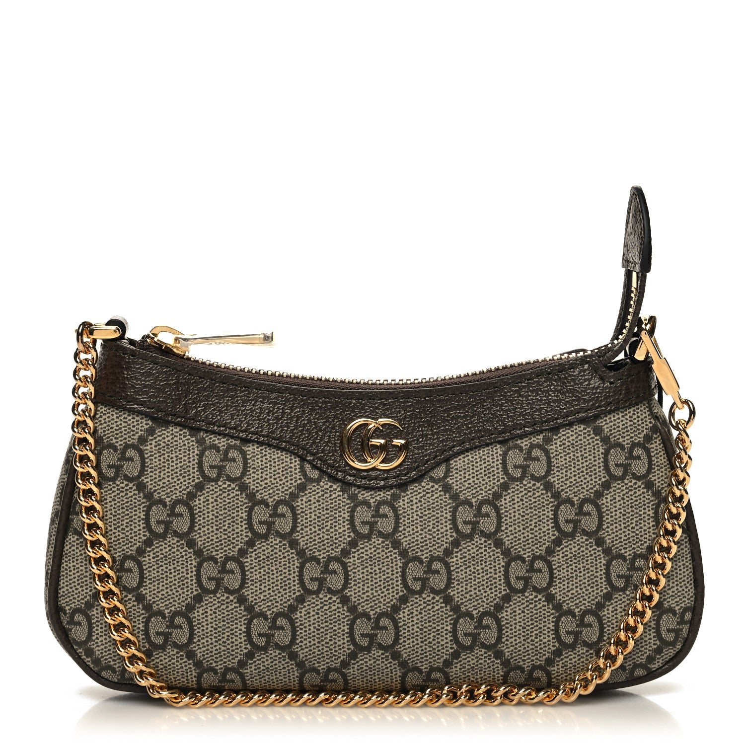 Gucci GG Supreme Monogram Textured Dollar Calfskin Mini Ophidia Chain Bag Beige Ebony 1 of 11
