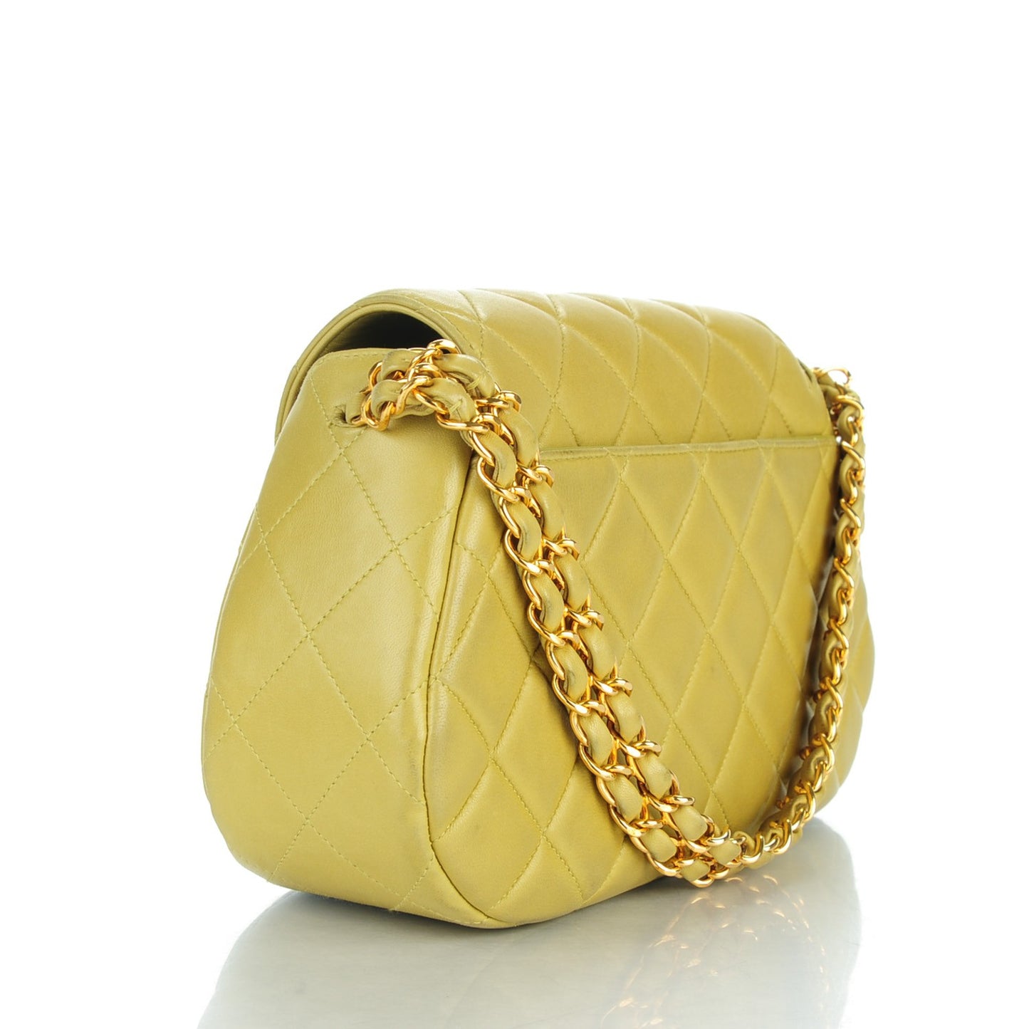 Lambskin Quilted Shoulder Flap Bag Green