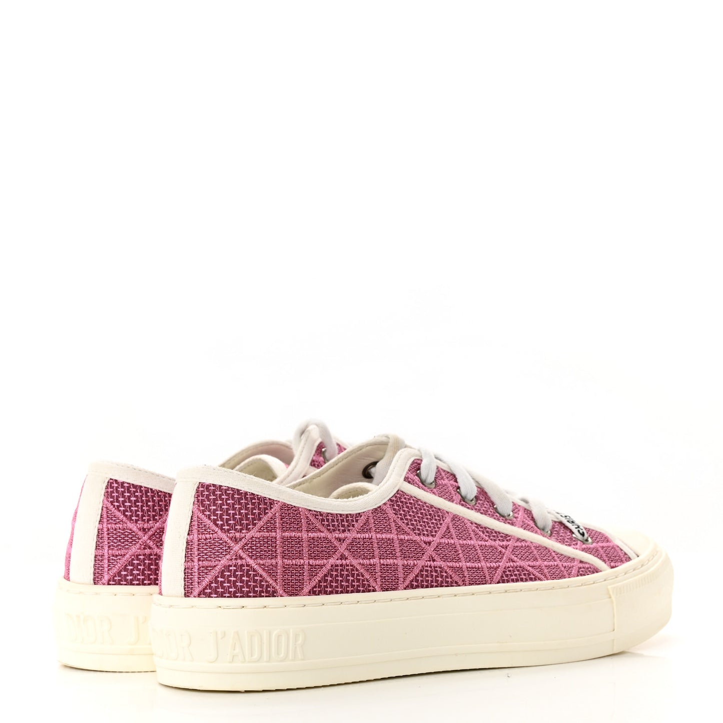 Laminated Canvas Cannage Embroidered Womens Walk'N'Dior Low Top Sneakers 36.5 Metal Rose
