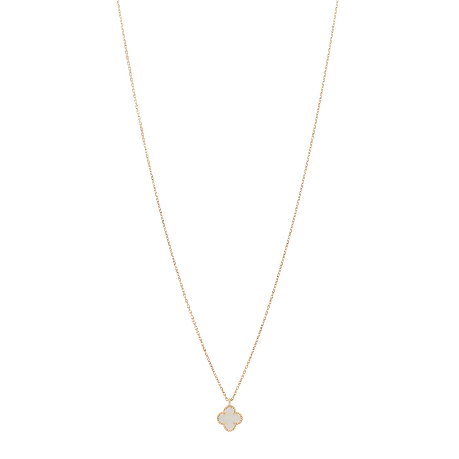 Van Cleef & Arpels 18K Yellow Gold Mother of Pearl Sweet Alhambra Pendant Necklace 1 of 5