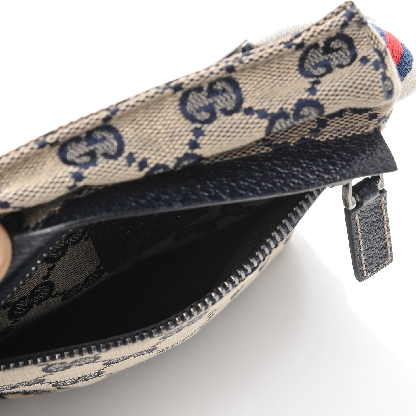 GG Monogram Web Double Pocket Belt Bag Navy