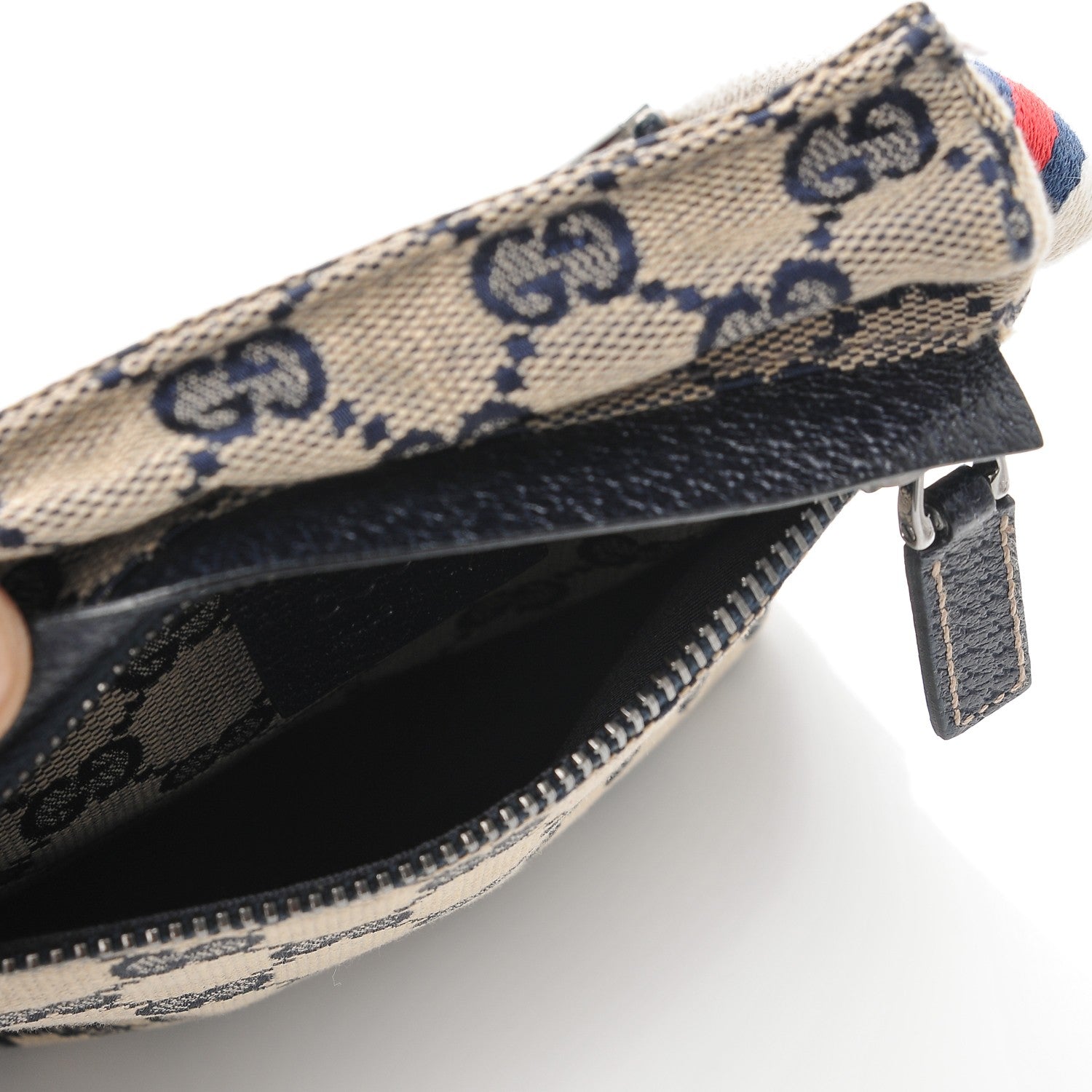Gucci GG Monogram Web Double Pocket Belt Bag Navy 6 of 10