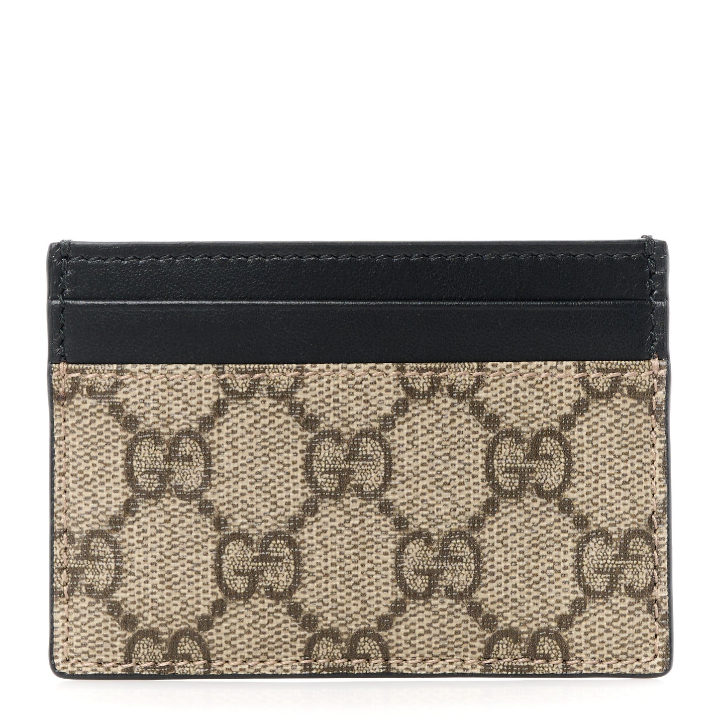 GG Supreme Monogram Calfskin Card Holder Beige Black