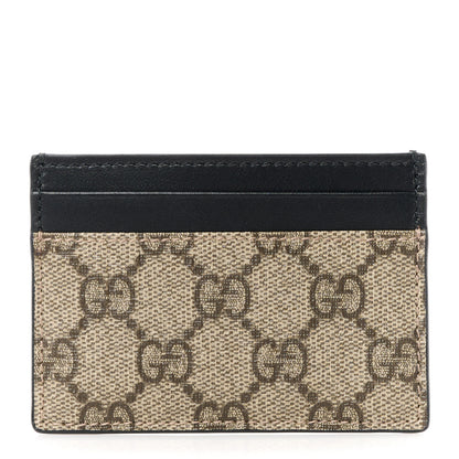 Gucci GG Supreme Monogram Calfskin Card Holder Beige Black 1 of 9