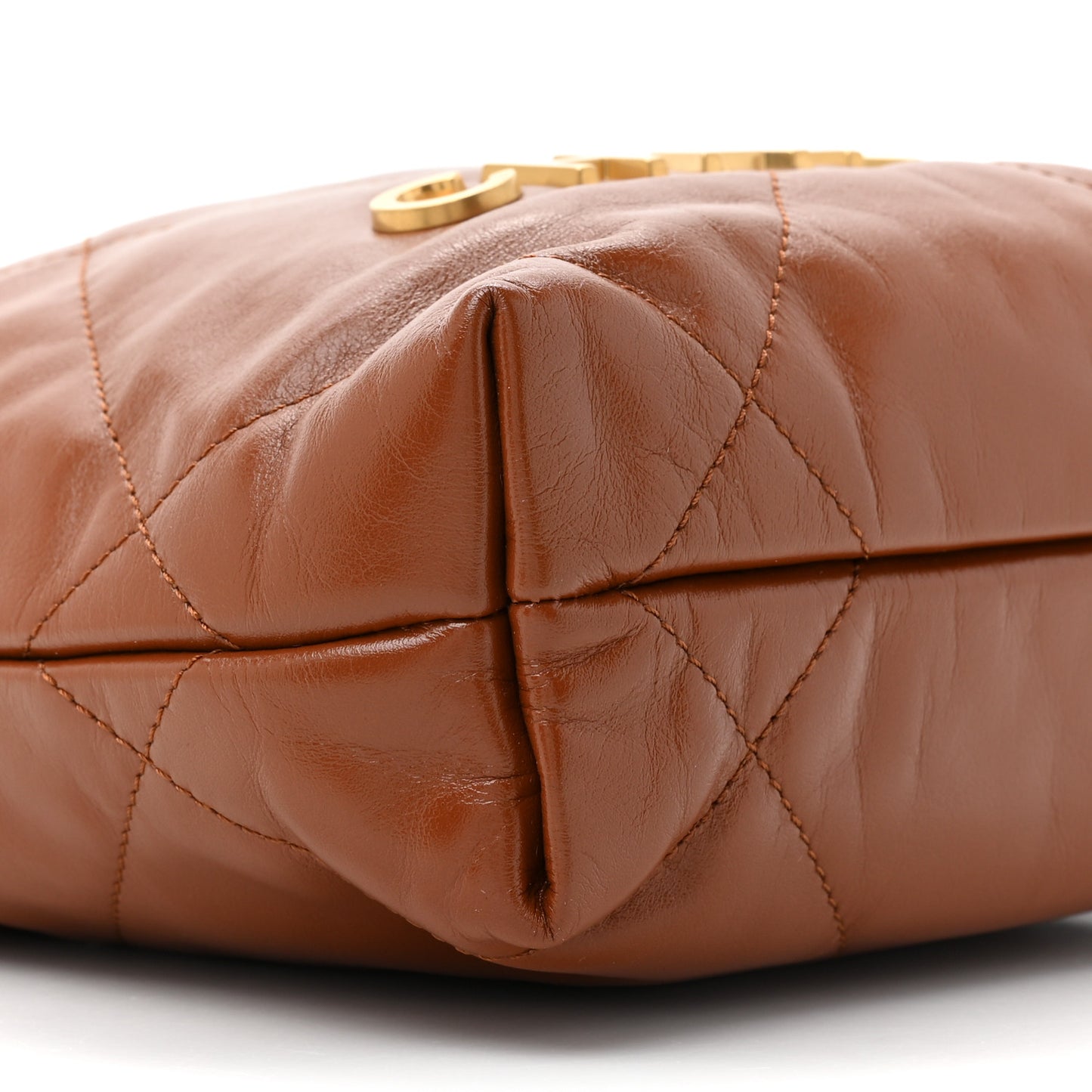 Shiny Calfskin Quilted Mini Chanel 22 Light Brown
