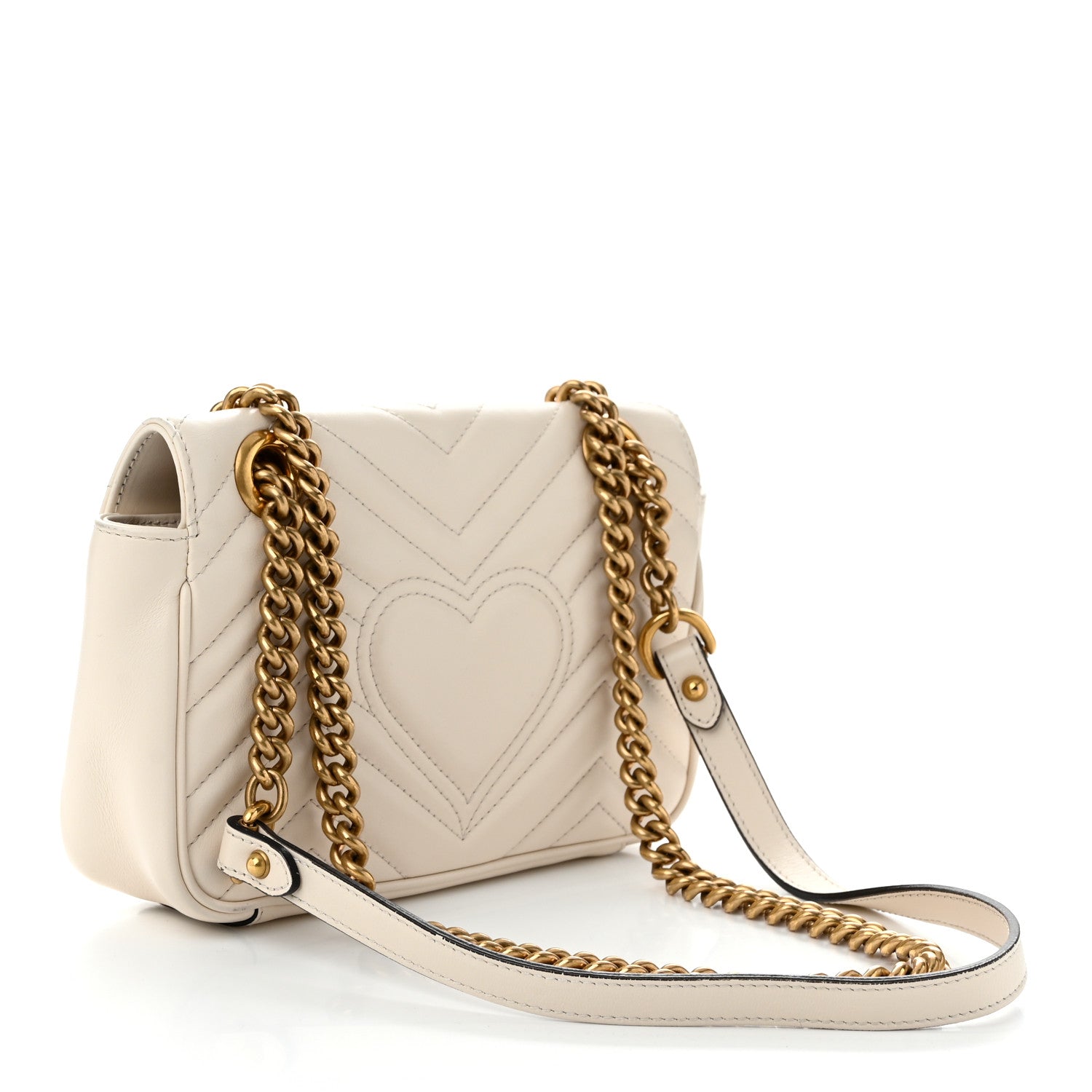 Gucci Calfskin Matelasse Mini GG Marmont Shoulder Bag White 3 of 12