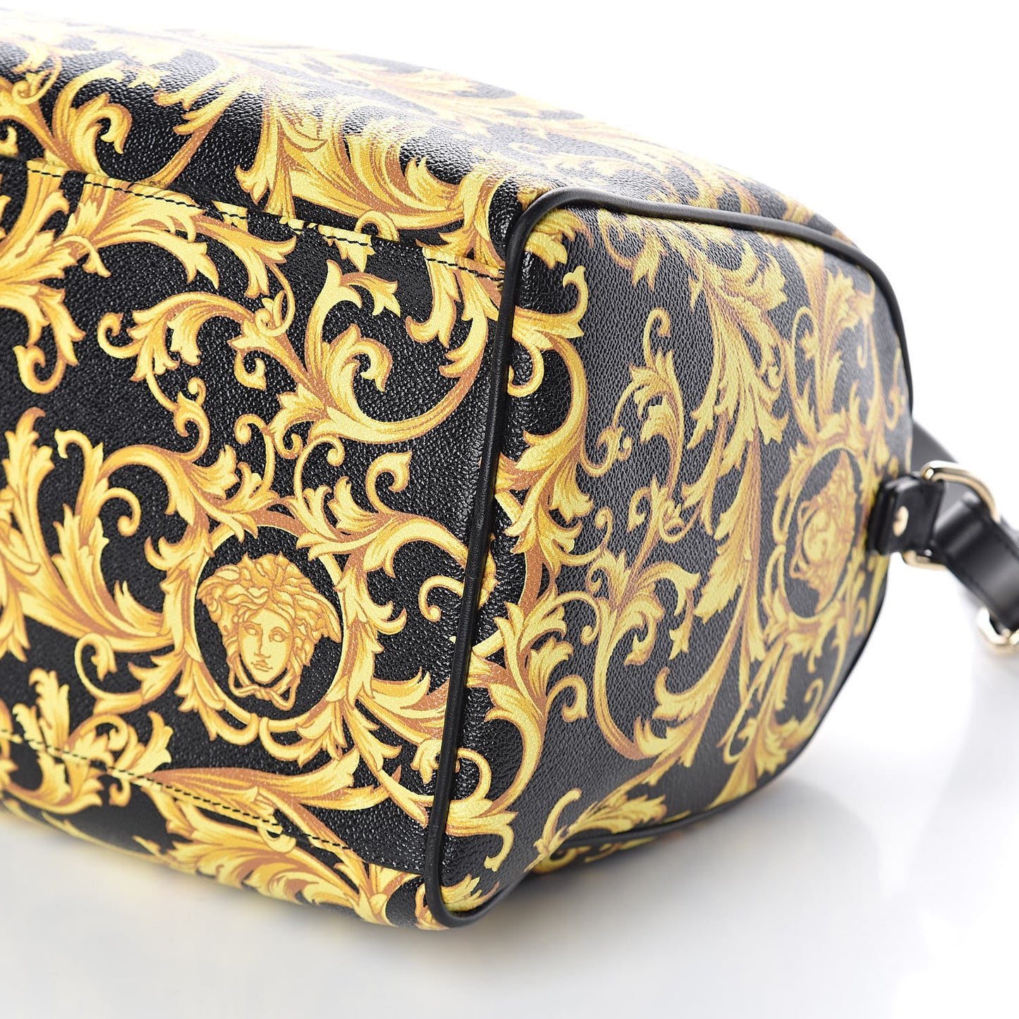 Calfskin PVC Barocco Printed Bowler Black Gold