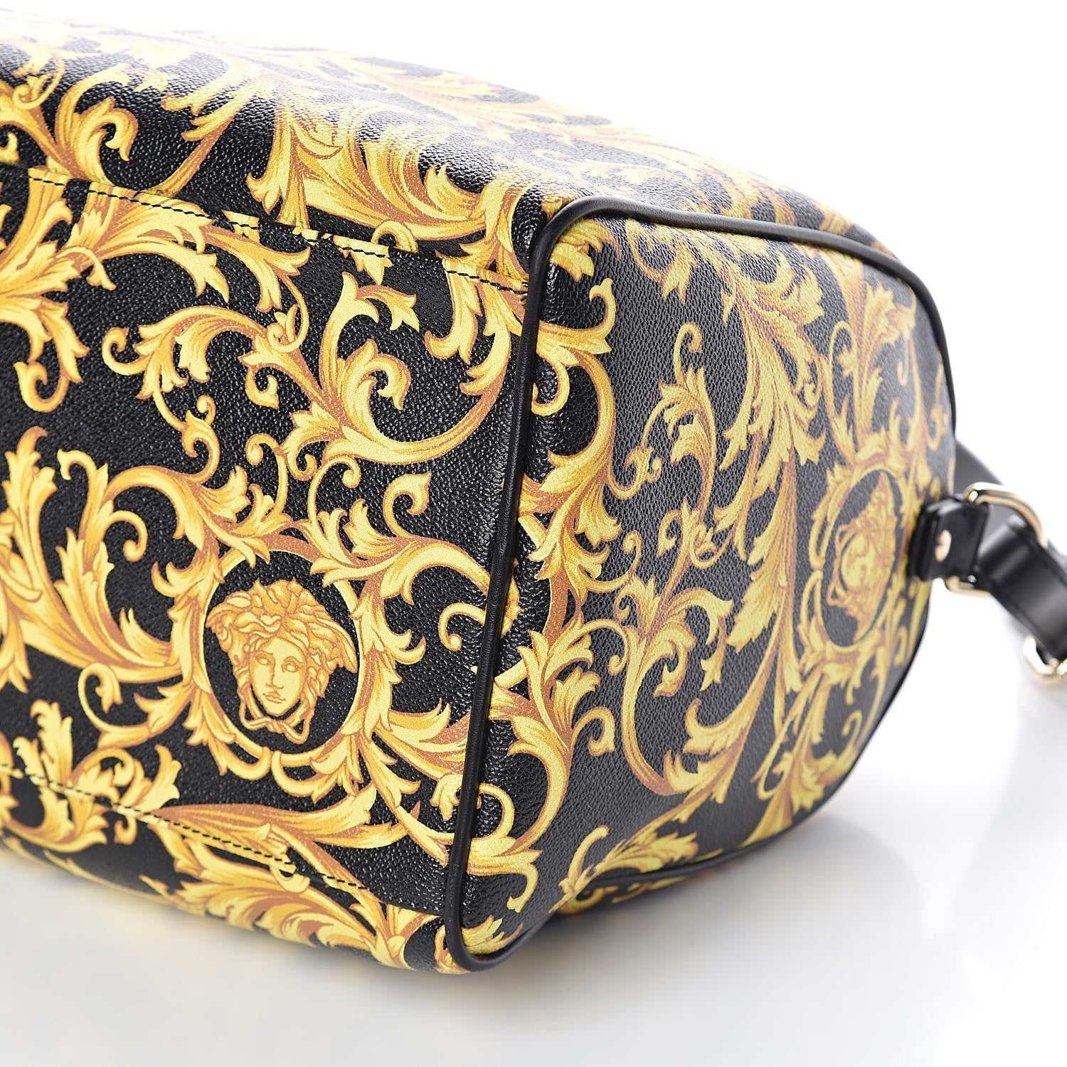 Versace Calfskin PVC Barocco Printed Bowler Black Gold 9 of 9