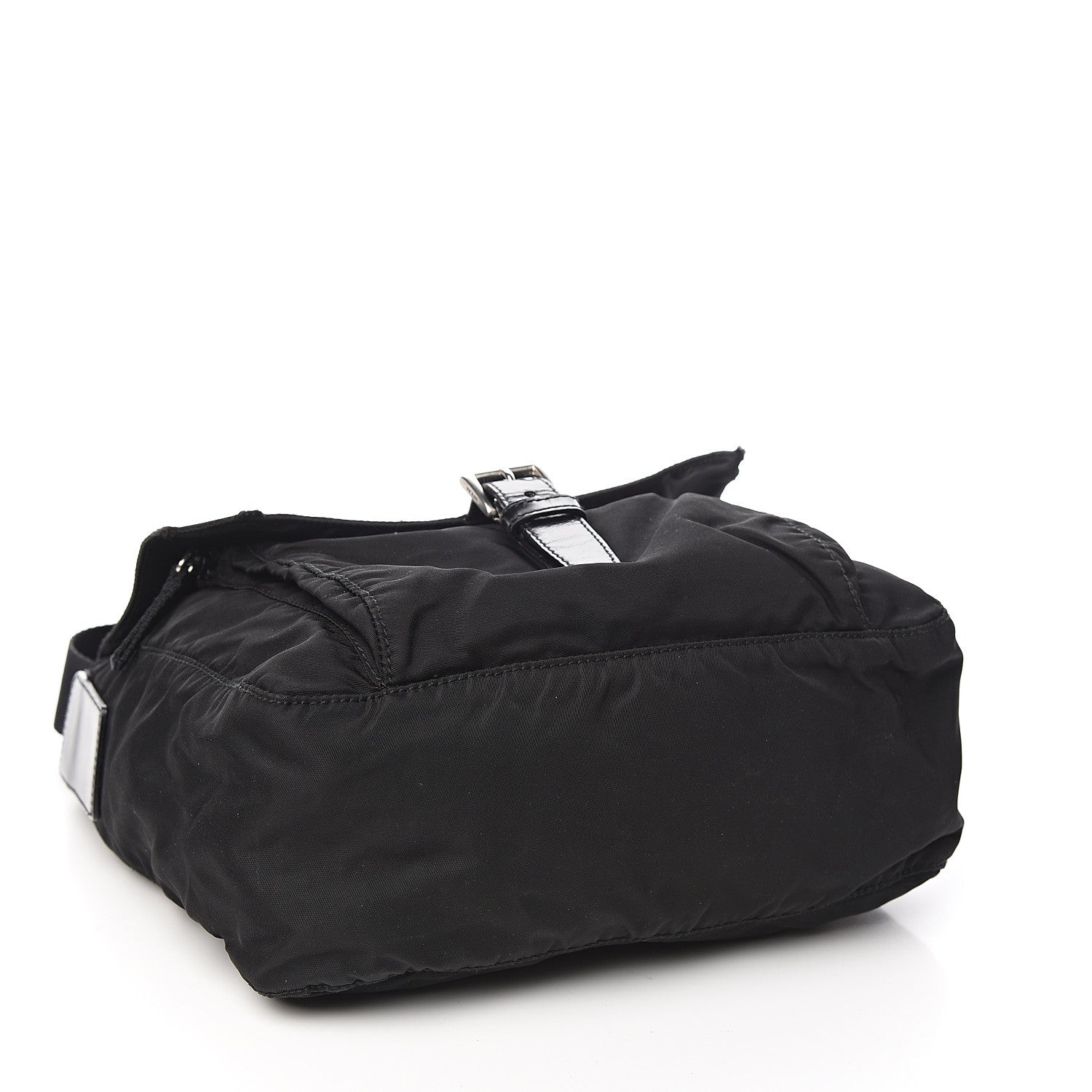 Prada Tessuto Nylon Single Buckle Messenger Bag Black 3 of 12