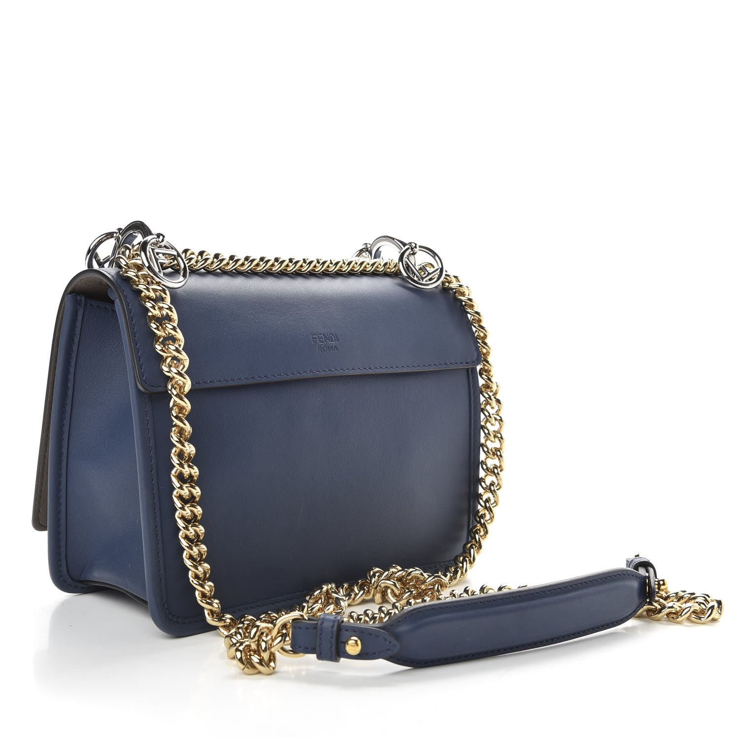 Fendi Vitello Century Opaco F is Fendi Small Kan I Shoulder Bag Blu Scuro 3 of 11