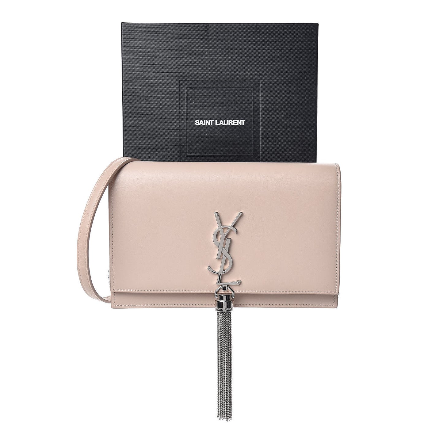 Smooth Calfskin Classic Monogram Kate Tassel Chain Wallet Marble Pink