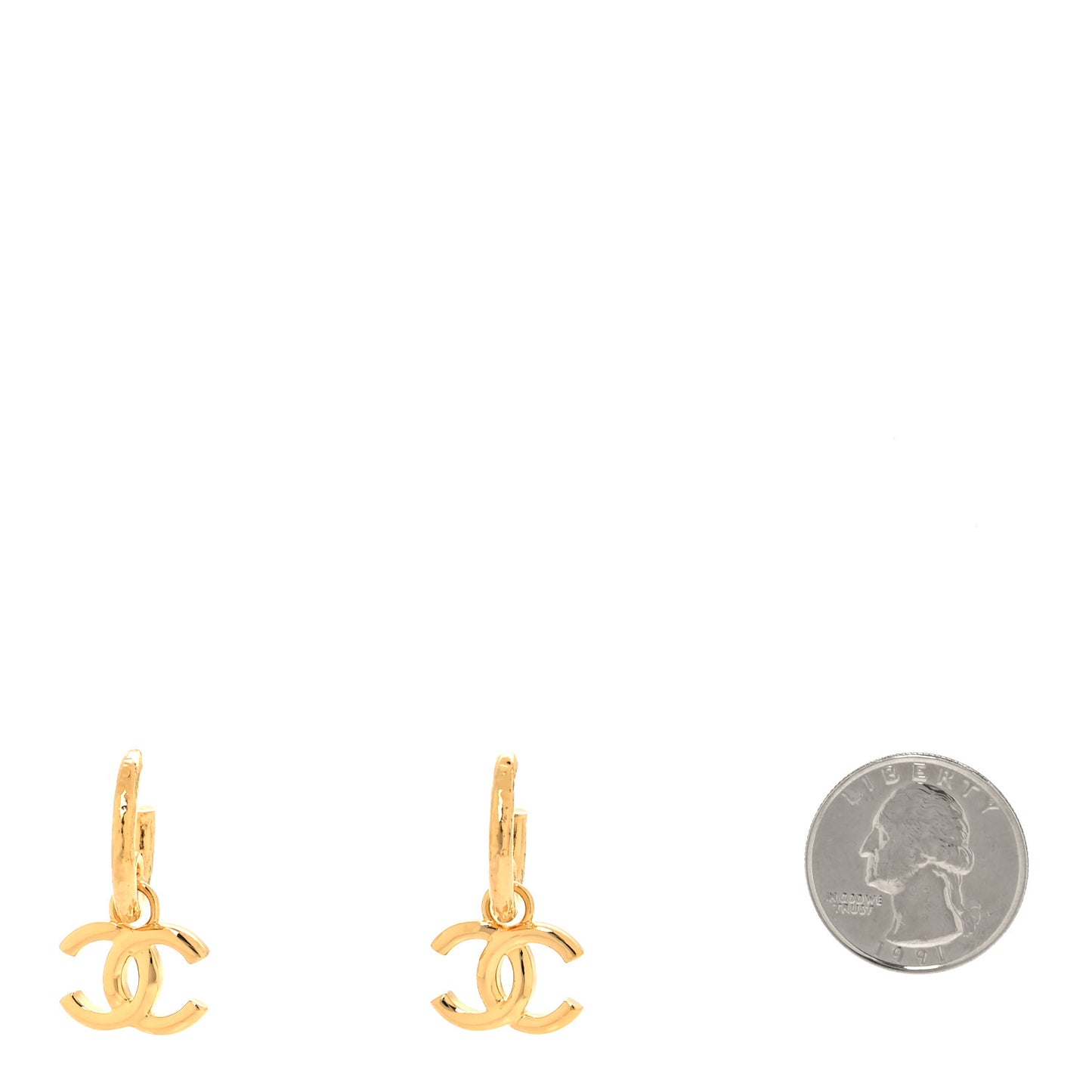 CC Hoop Drop Earrings Gold