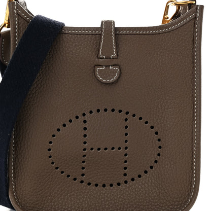 Hermes Taurillon Clemence Amazone Evelyne TPM Etoupe Bleu Indigo 7 of 10