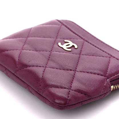 Chanel Lambskin Quilted Zip Card Holder Wallet Burgundy 10 of 11