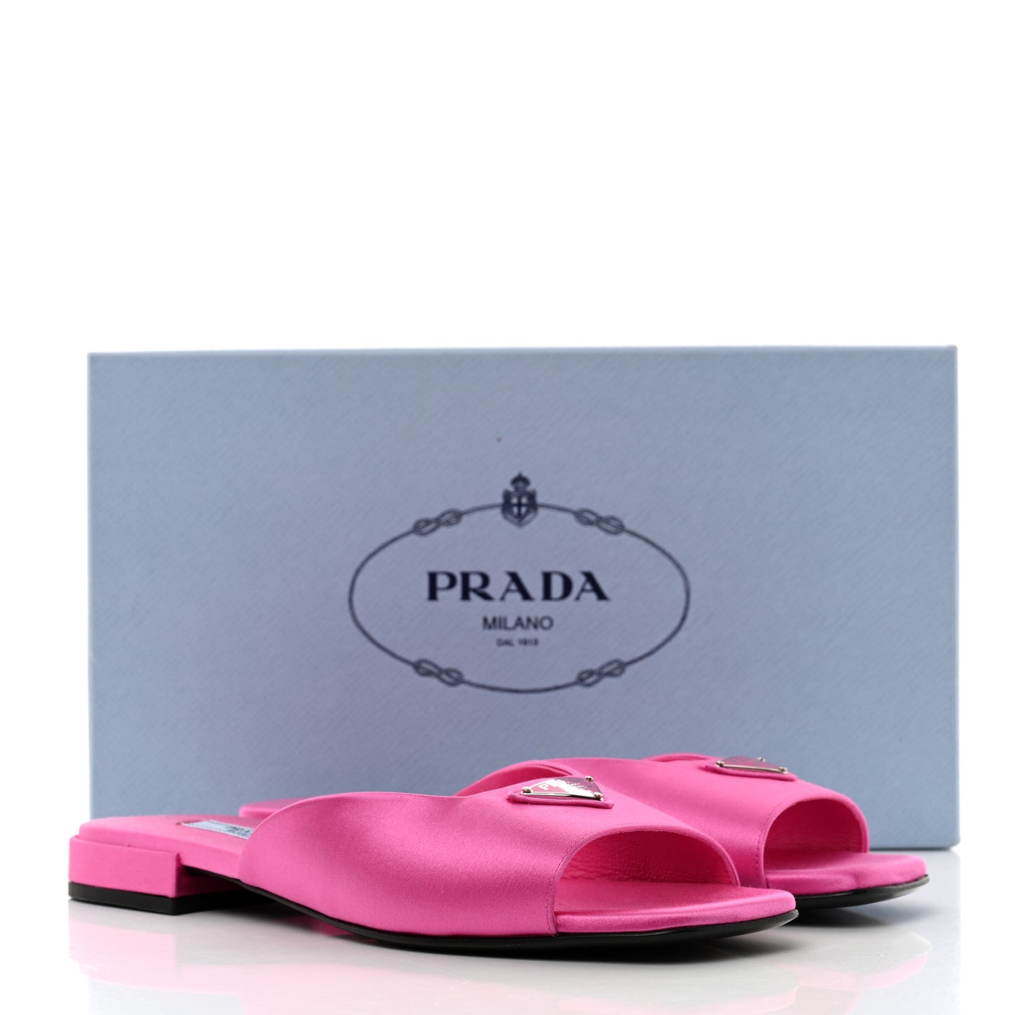 Satin Metal Triangle Logo 10mm Slide Sandals 37.5 Begonia