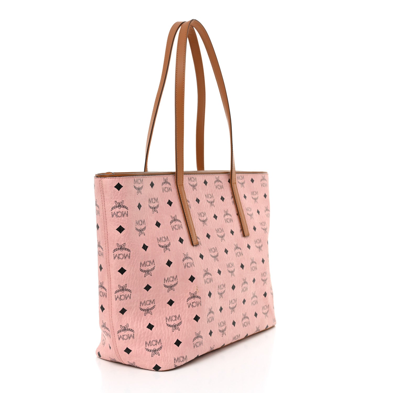 MCM Visetos Medium Anya Zip Top Shopper Tote Soft Pink 3 of 14