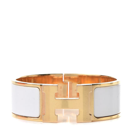 Hermes Enamel Wide Clic Clac H Bracelet PM White 1 of 7