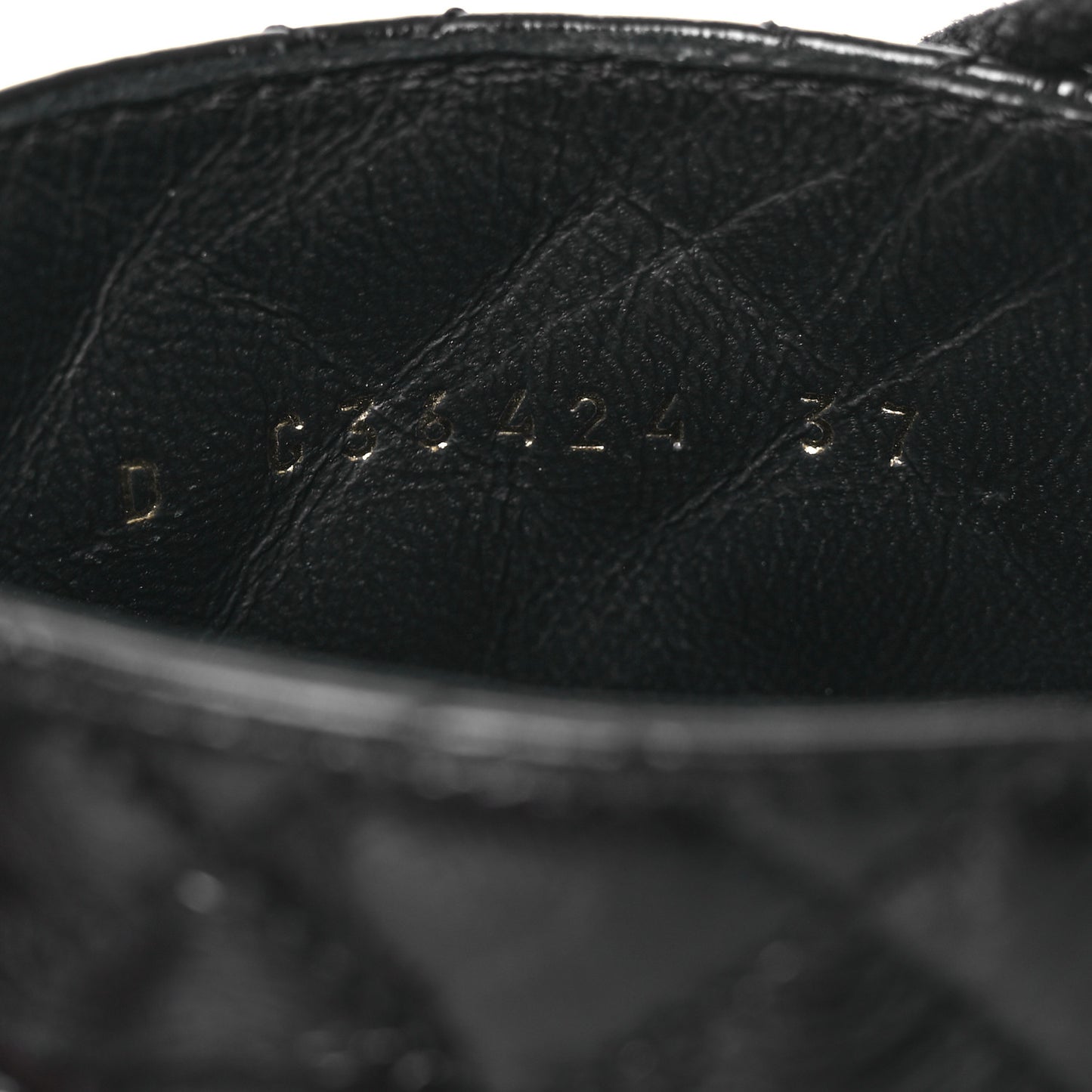 Shiny Calfskin Quilted Lace Up Combat Boots 37 Black