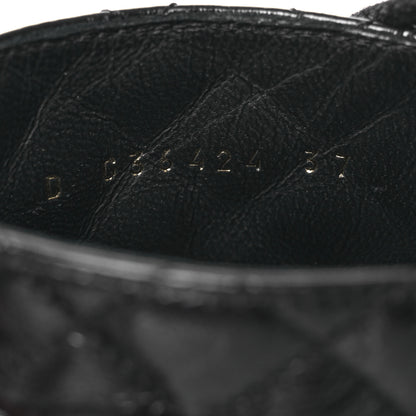 Chanel Shiny Calfskin Quilted Lace Up Combat Boots 37 Black 9 of 14