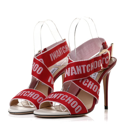 Jimmy Choo Canvas Bailey 100 Pumps 41 Red White 3 of 10