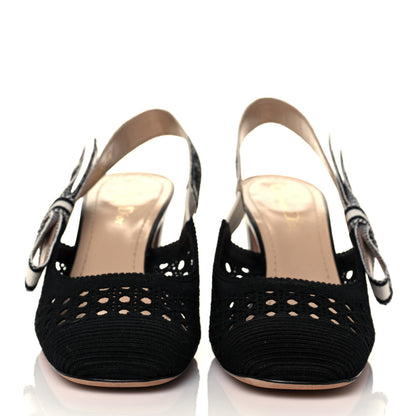 Christian Dior Cotton Lambskin Mesh Cannage Dior & Moi Slingback 70mm Pumps 39 Black 2 of 8