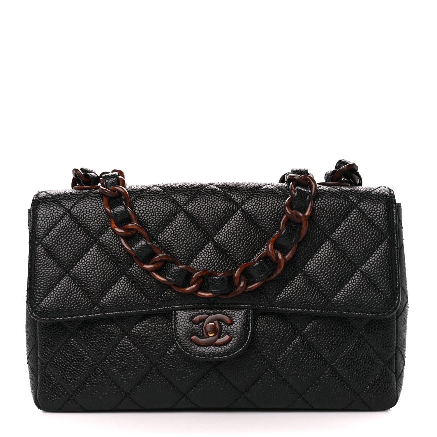 Chanel Caviar Quilted Tortoise Medium Single Flap Black 1 of 11