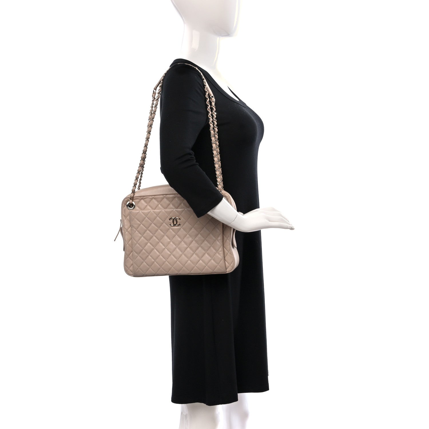 Chanel Lambskin Quilted Camera Case Beige 2 of 11