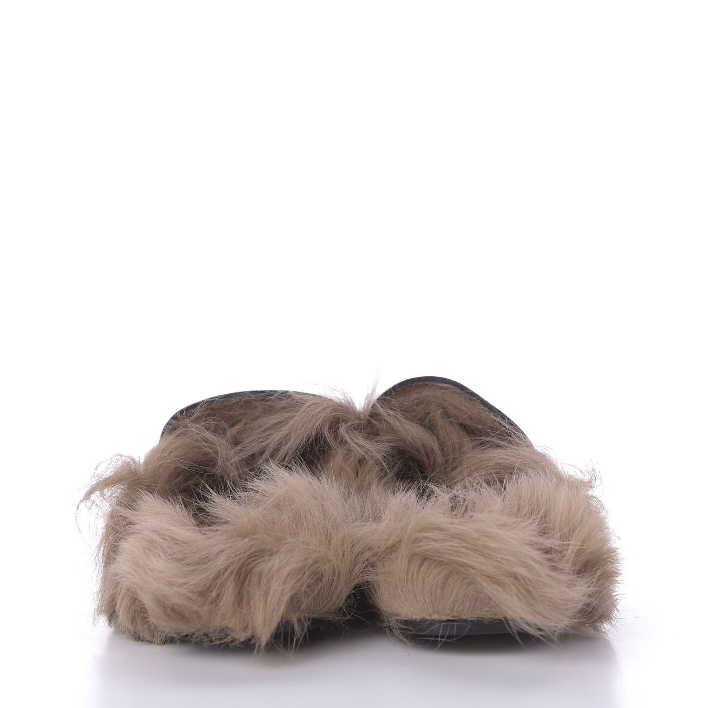 Calfskin Fur Tiger Embroidered Womens Princetown Slippers 36 Black