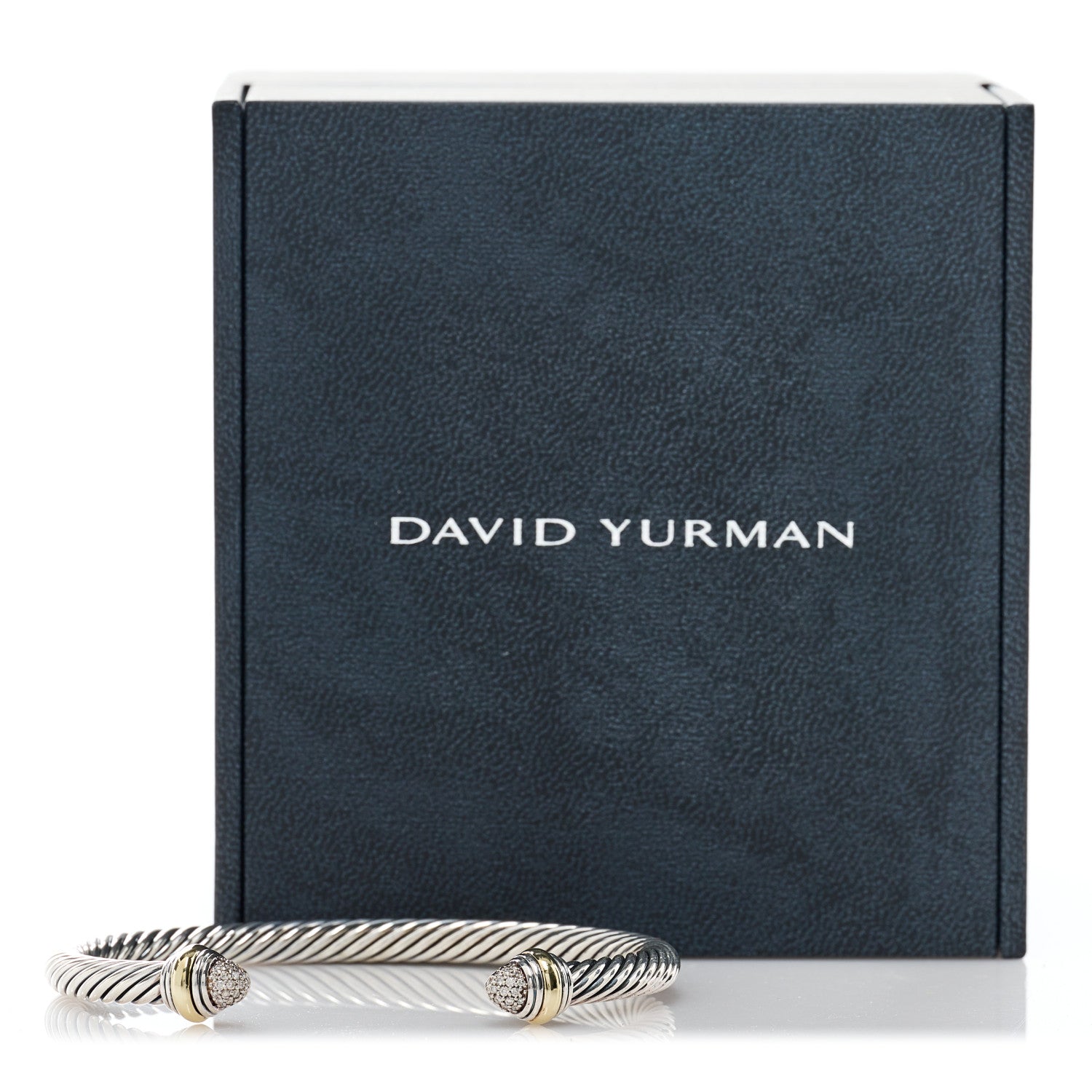 David Yurman Sterling Silver 14K Yellow Gold Diamond 5mm Cable Classics Bracelet 5 of 5