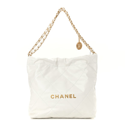 Chanel Shiny Calfskin Quilted Small Chanel 22 White 3 of 11