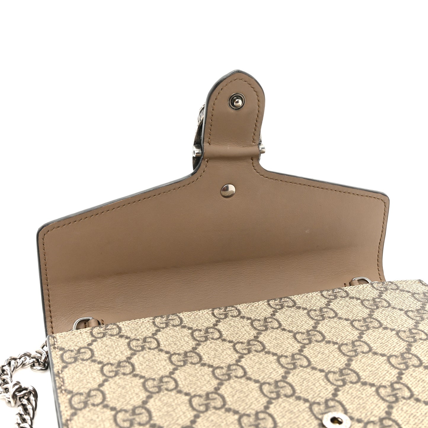 GG Supreme Monogram Mini Dionysus Chain Wallet Beige Taupe