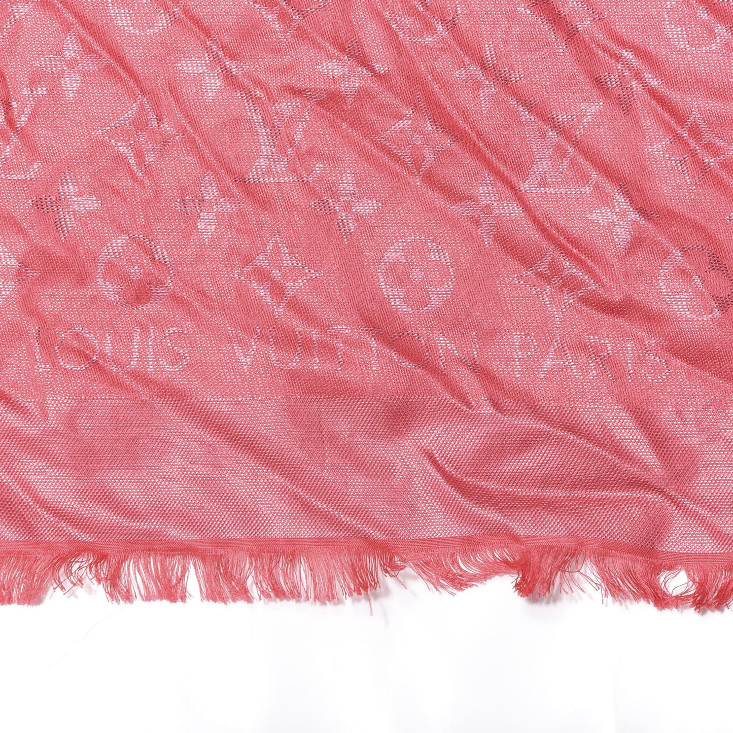 Silk Wool Monogram Voile Shawl Corail