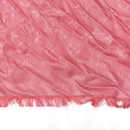 Louis Vuitton Silk Wool Monogram Voile Shawl Corail 2 of 3