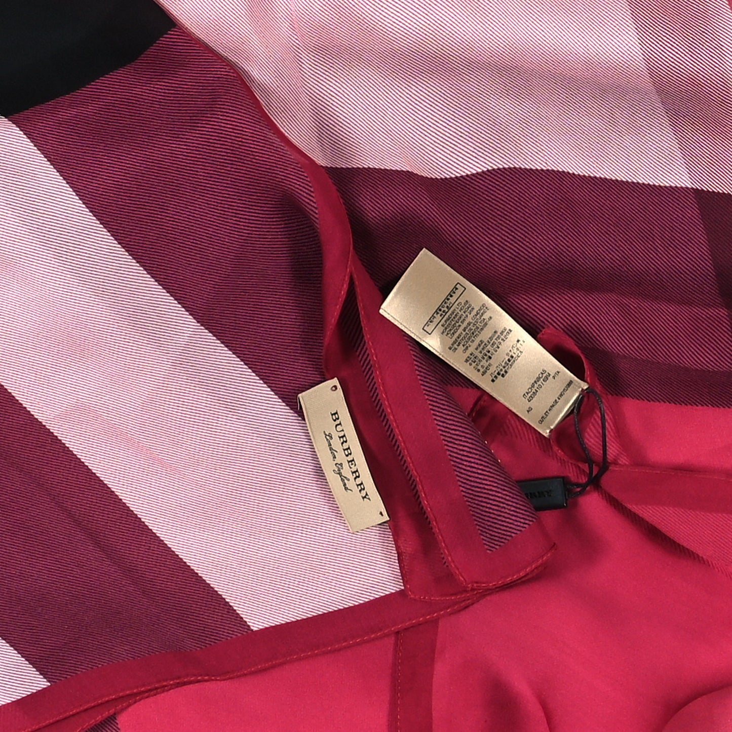 Silk Mega Check Scarf Fuchsia Pink