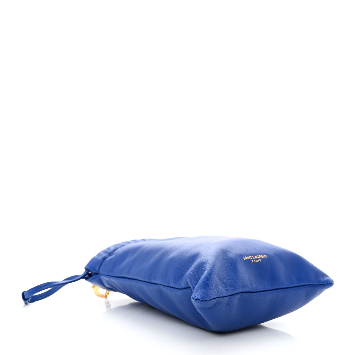 Saint Laurent Lambskin Paris Drawstring Pouch Bleu Majorelle 4 of 10
