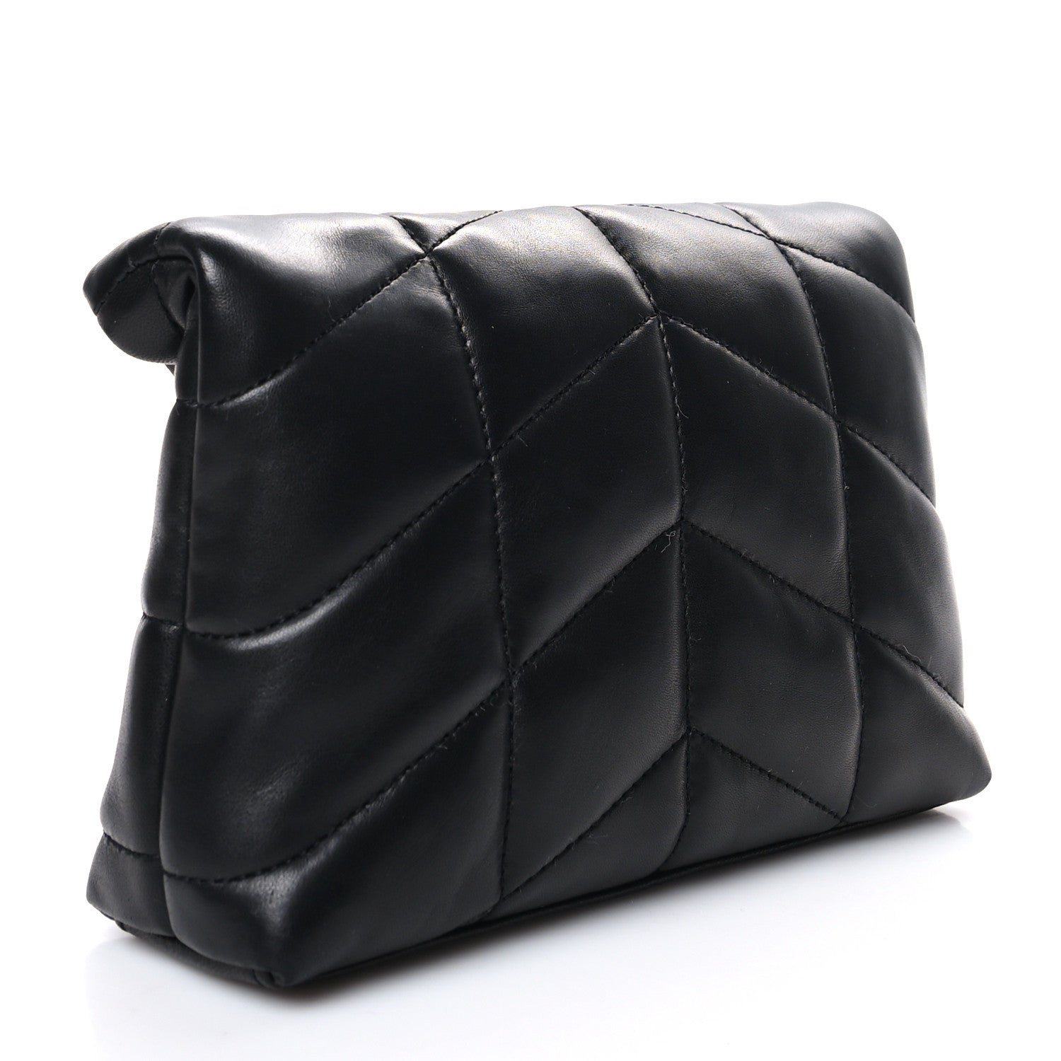 Saint Laurent Lambskin Monogram Loulou Puffer Pouch Clutch Black 4 of 13