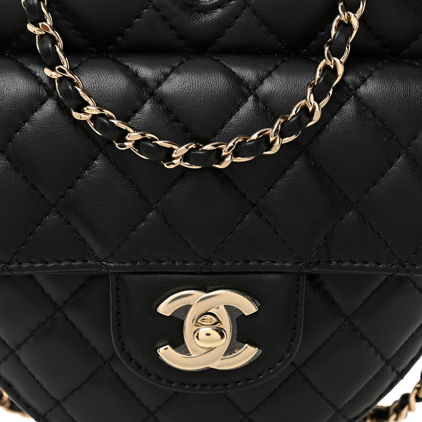 Lambskin Quilted CC In Love Heart Bag Black