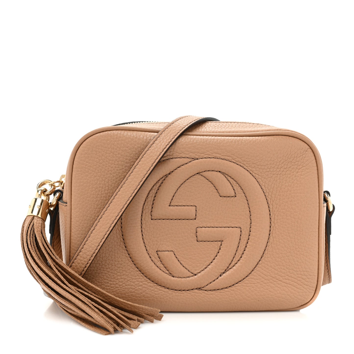 Pebbled Calfskin Small Soho Disco Bag Camelia