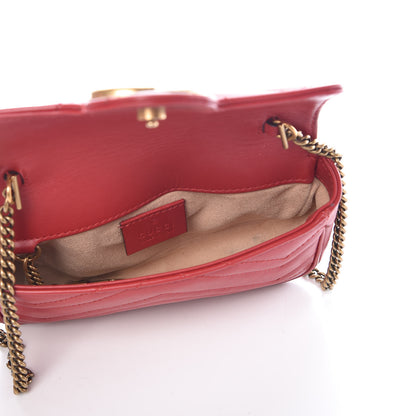 Gucci Calfskin Matelasse Super Mini GG Marmont Shoulder Bag Hibiscus Red 5 of 10
