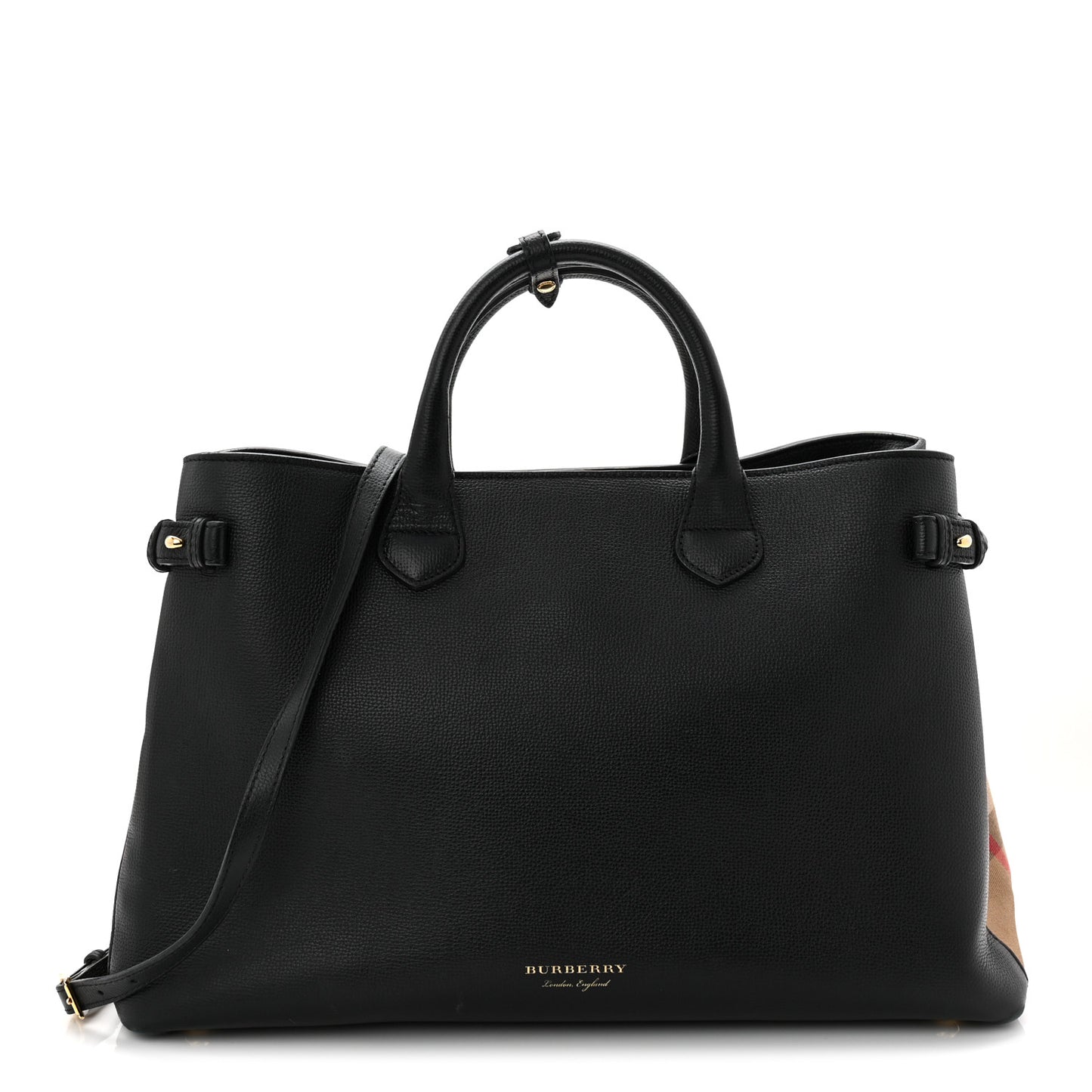 Derby Calfskin House Check Large Banner Tote Black