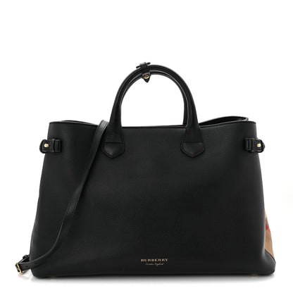 Burberry Derby Calfskin House Check Large Banner Tote Black 1 of 12