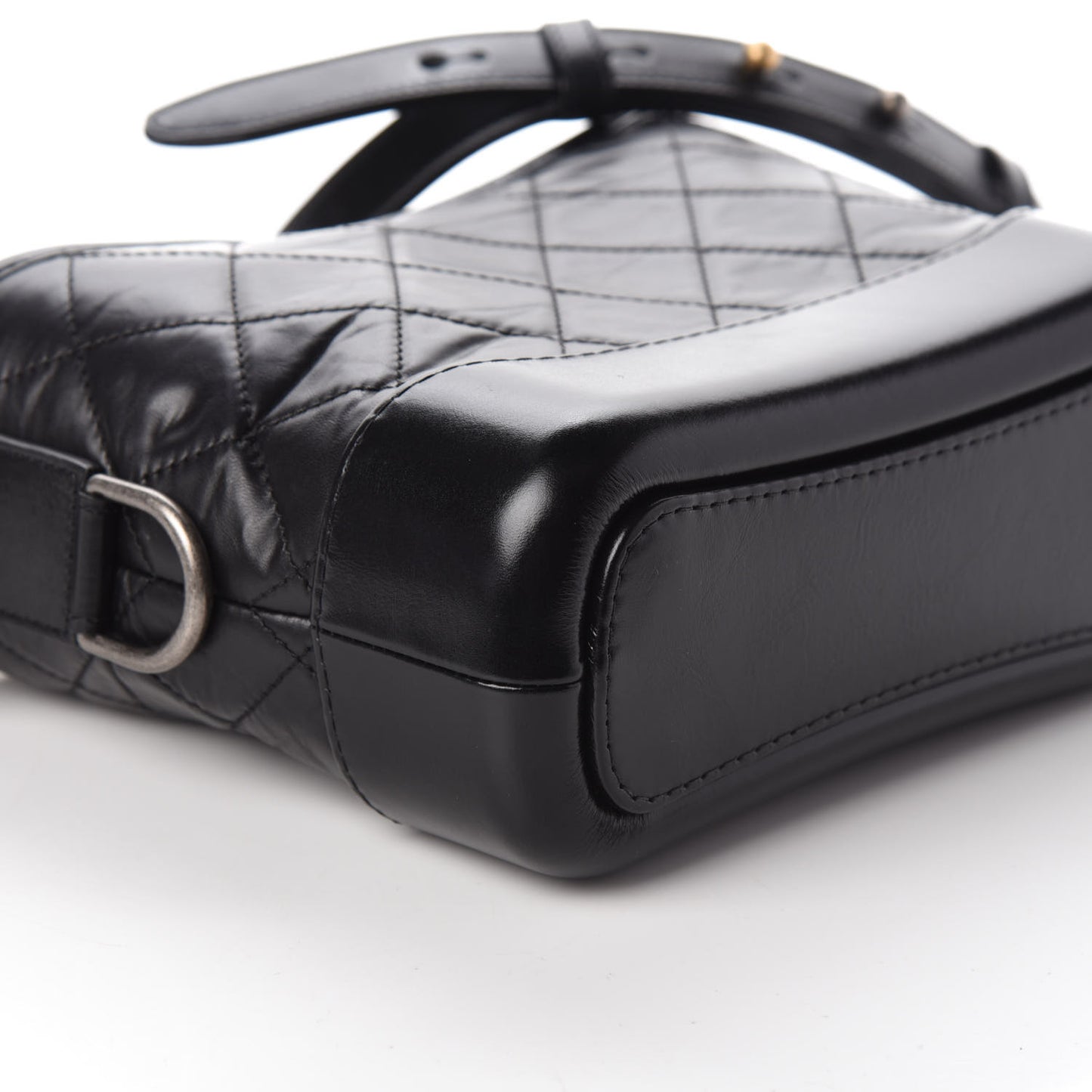 Aged Calfskin Quilted Small Gabrielle Hobo Black