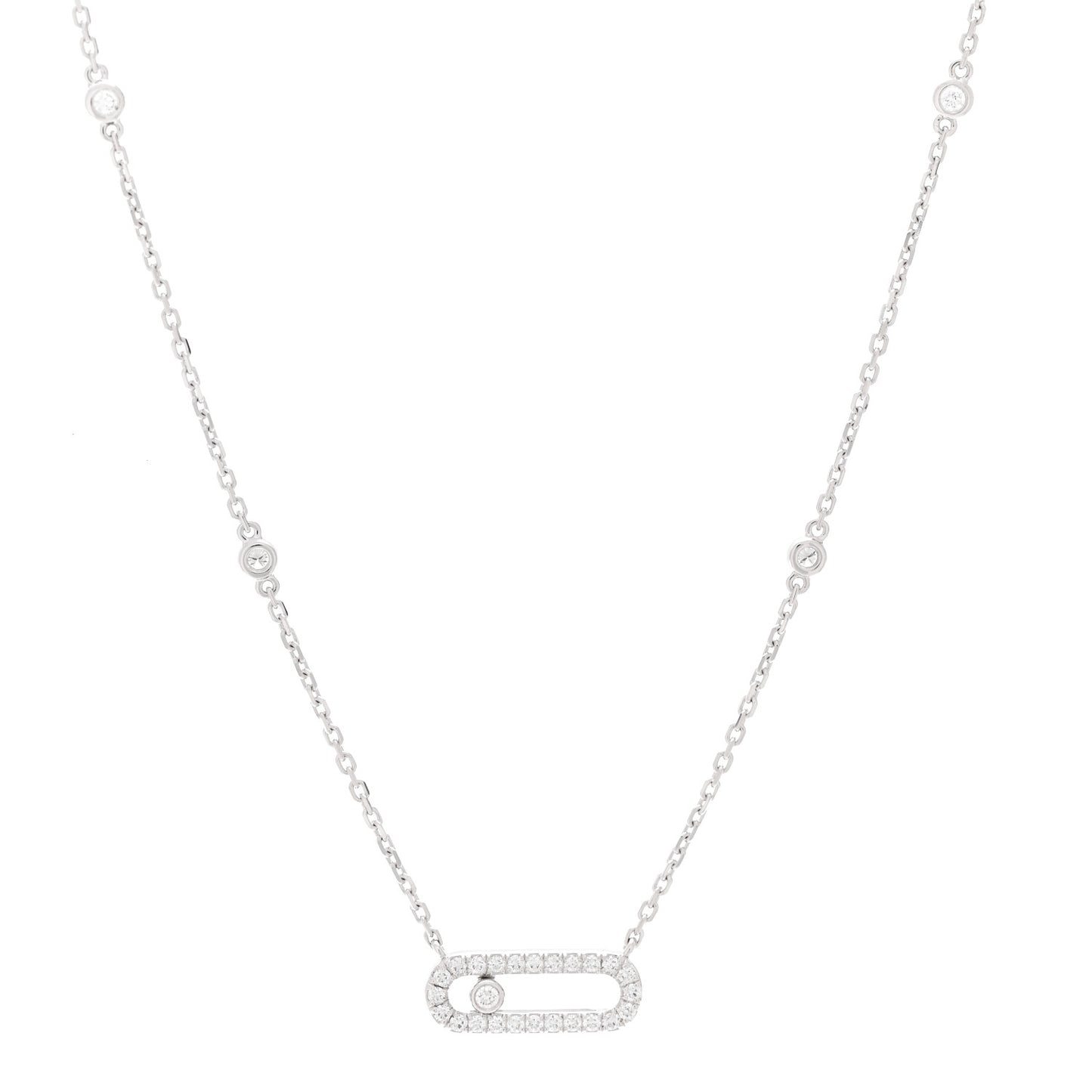 18K White Gold Diamond Move Uno Pave Necklace