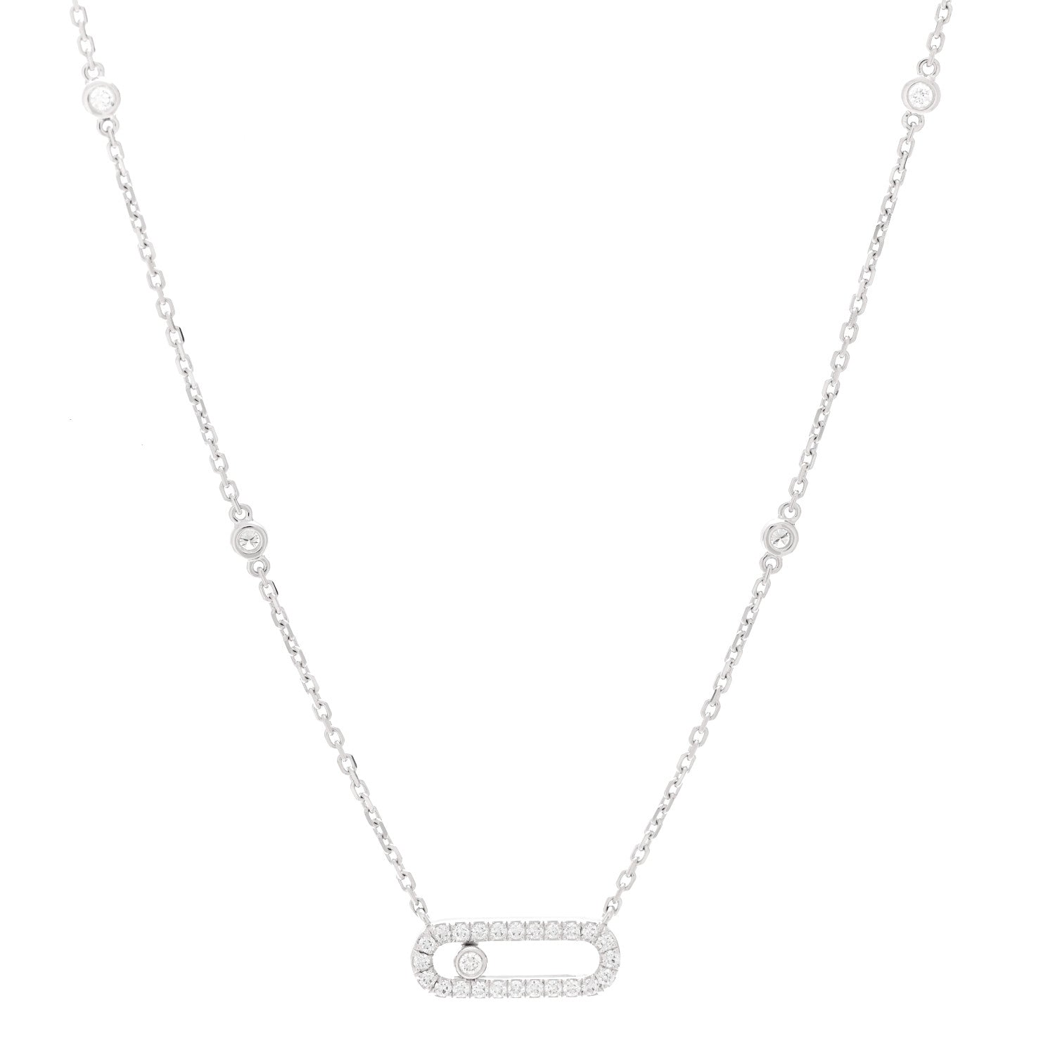 Messika 18K White Gold Diamond Move Uno Pave Necklace 1 of 6