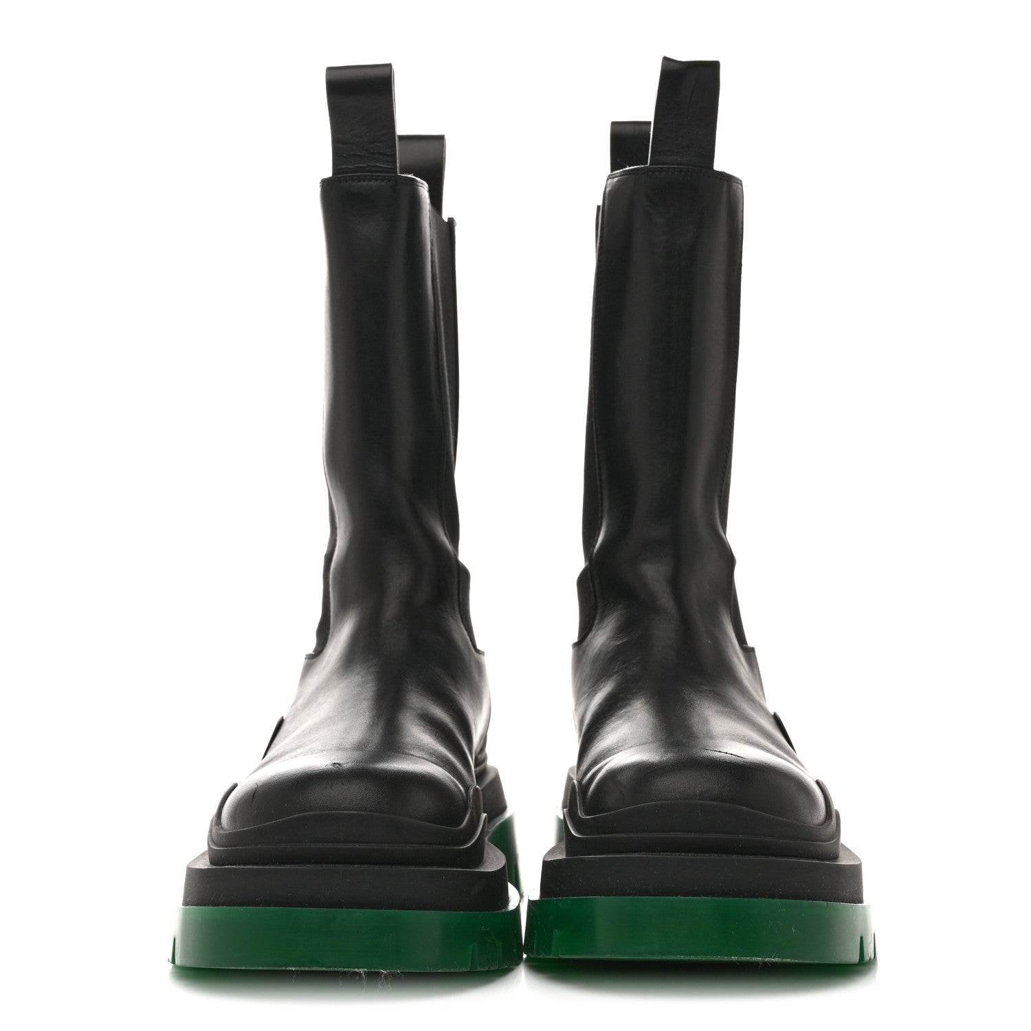 Bottega Veneta Calfskin The Tire Chelsea Boots 38 Black Green