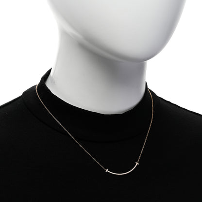 Tiffany 18K Rose Gold Diamond Small T Smile Pendant Necklace 2 of 5