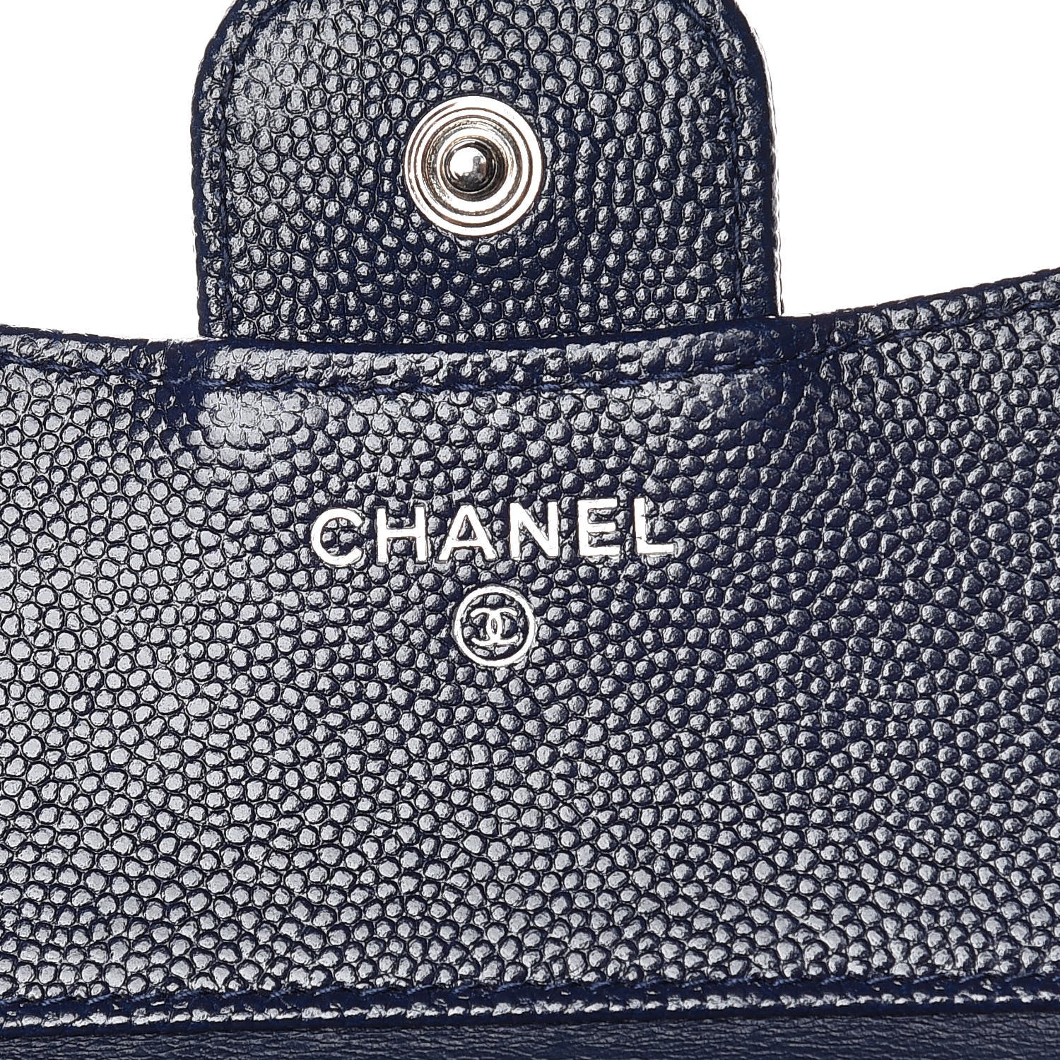 Chanel Caviar Quilted Compact Flap Wallet Navy 6 of 13