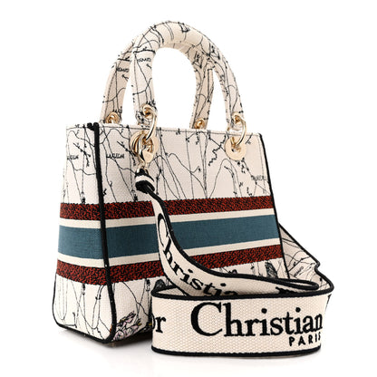 Christian Dior Canvas Constellation Embroidered Medium Lady D-Lite Latte Multicolor 3 of 11